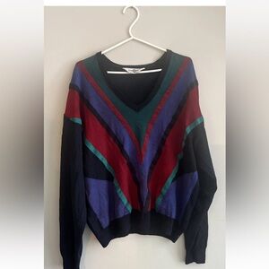 VTG Dalmine Uomo Sweater Made In Italy Woolmark 100% Virgin Wool Multi Color XXL